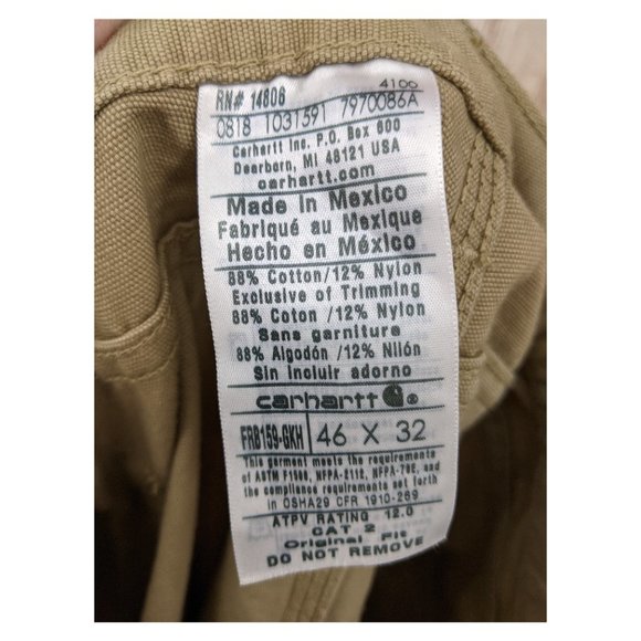 CARHARTT FR Midweight Canvas Pant 46x32 Gold Khaki - Picture 7 of 8